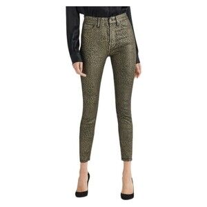 7 For All Mankind Women's Coated Metallic Leopard Super Skinny Jeans Size 25 NWT